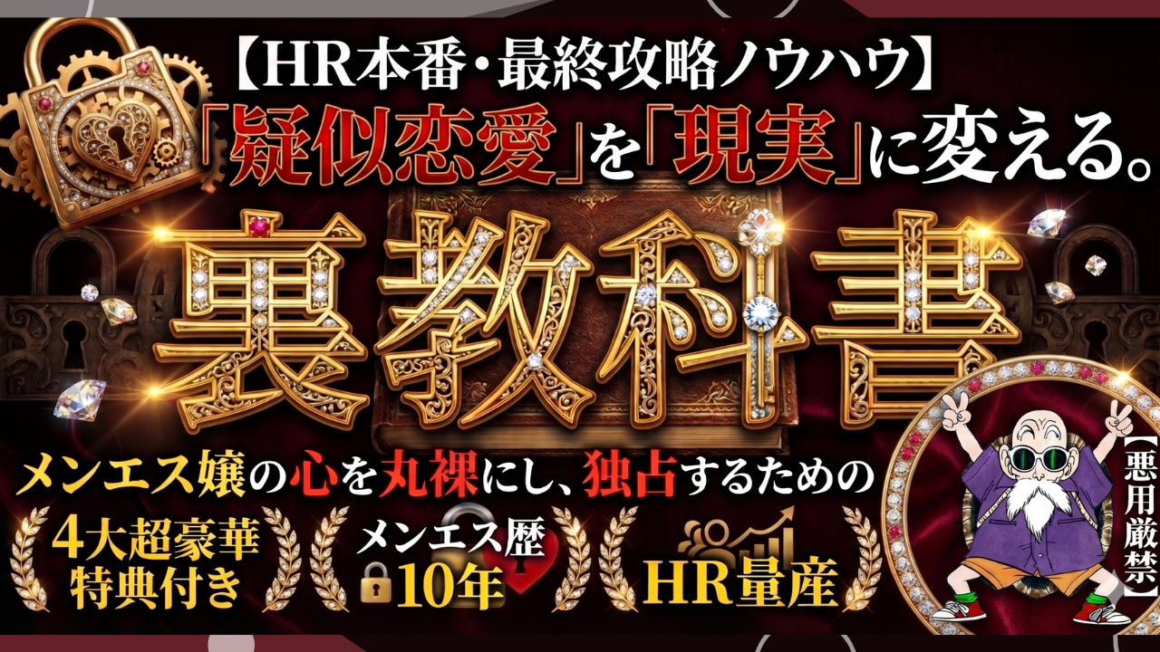 【HR本番・最終攻略ノウハウ】「疑似恋愛」を「現実」に変える。メンエス嬢の心を丸裸にし、独占するための裏教科書