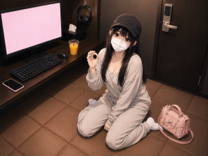 P活10代女子にネカフェで手コキしてもらいました